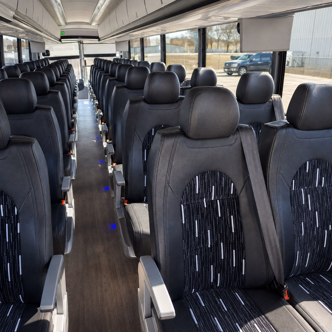 houston charter bus rental interior